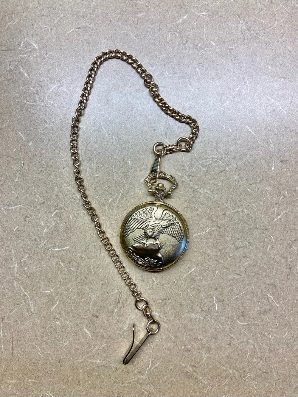 Gold-Tone Eagle Pocket Watch Pendant Necklace